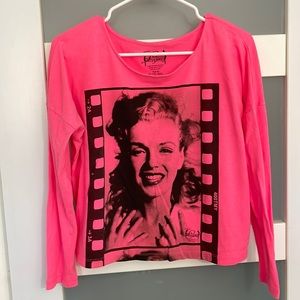 Hollywood Legends Marilyn Monroe Neon Pink Long Sleeve Slouchy T Shirt S(3-5)